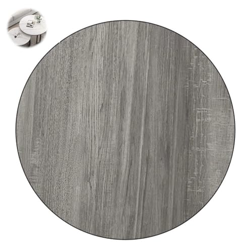 MUGVFVCSQ 20"-40" Round Wooden Dining Table Top, Gray Oak, 100cm/40in (diameter), 2cm (thickness), Solid Wood, Stained, Indoor/Outdoor