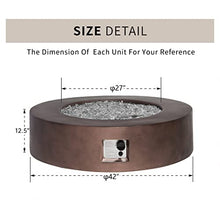 HOMPUS Propane Patio Fire Pit Table with Wind Guard, Fire Glass and Rain Cover for Outdoor Leisure Party, 50,000 BTU 42-inch Round Bronze Concrete Fire Table