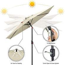 RWGOVLU 8.8 Ft Garden Umbrellas, Crank and Tilt Patio Umbrella, Waterproof Sun Shade for Outdoor Settings, Pool, Beach, Courtyard, Lawn, White