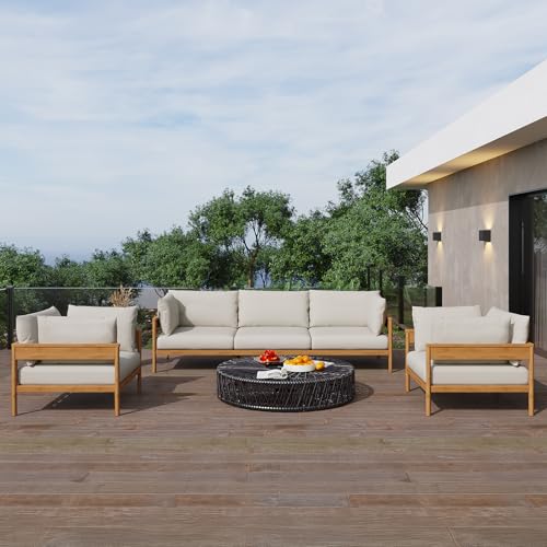 Acanva Vento Outdoor Patio Furniture Set, Couch + 2 x Armchairs