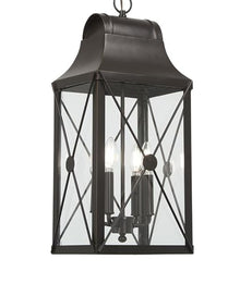 THE GREAT OUTDOORS 73297-143C De Luz Outdoor Chain Hung Lantern, 4-Light, 160 Total Watts, 10.5-in H x 23.63-in W, Oil Rubbed Bronze with Gold Highlights