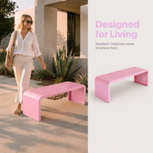 U-Shaped Wrought Iron Outdoor Bench,One Piece Seamless Bending Frame