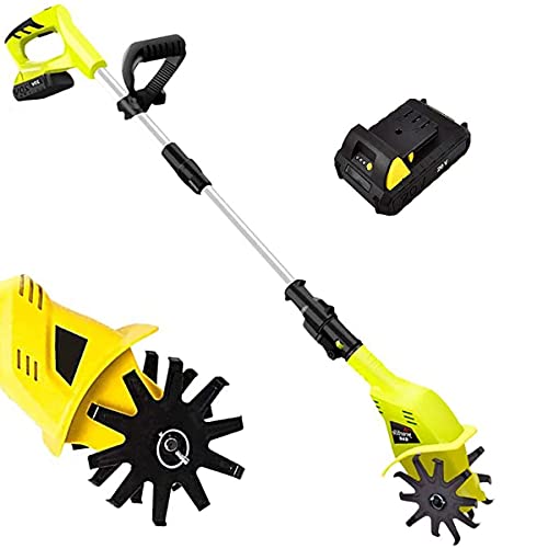 Electric Small Rotavator,Garden Tiller, 20V Electric Cordless Hand Tiller Cultivator with 5200mAh Rechargeable Lithium Battery and Charger
