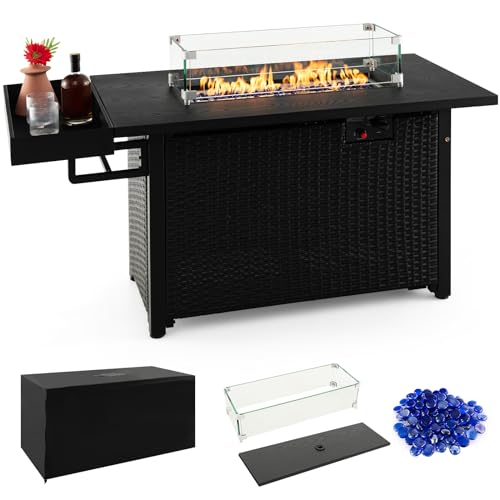 Tangkula 52 Inch 50,000 BTU Patio Propane Fire Pit Table with Wind Guard