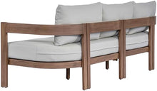 Meridian Furniture 396Grey-S Newport Collection Modern | Contemporary Outdoor Patio Sofa with Acacia Wood, Thermowood Treatment, Cover Included, Water Resistant, 86.75" W x 30.25" D x 33.25" H, Grey