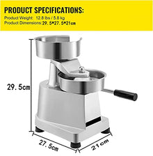 Dntum Commercial Hamburger Patty Press Maker, 4 Inch Stainless Steel Burger Patty Maker, Manual Grill Burger Press Tool, Hamburger Forming Processor, for Home, Restaurant
