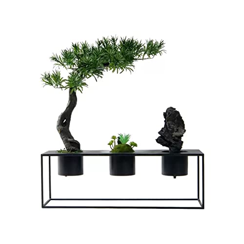 Artificial Bonsai Artificial Bonsai Tree New Chinese Style Green Simulation Welcome Pine Bonsai Tree Living Room Office Desktop Decoration Green Fake Tree for Home Office