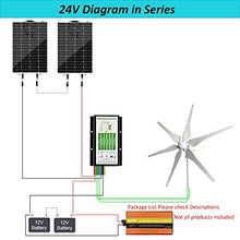 400 Watt 24 Volt Wind Turbine Generator + 240W Monocrystalline Flexible Solar Panels + Solar Wind Hybrid Controller,640W Solar Wind Off Grid System for Greenhouse