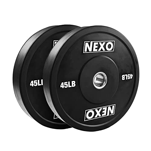 NEXO Fitness Bumper Plate Set - Premium Matte Black Finish - Cross Training Weight Plates