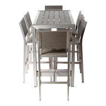 Pemberly Row Contemporary 7-Piece Aluminum Patio Bar Set Grey