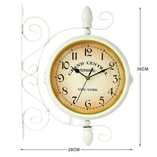 ERTTGWGF Retro Double Side Rotating Metal Hanging Clock Outdoor/Home/Garden Decor European Clock