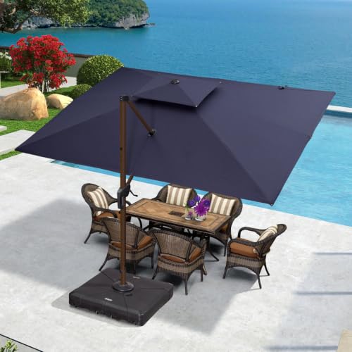 9FTx12FT Patio Umbrella Outdoor Rectangular Cantilever Umbrella with Base