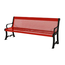 COATEDOUTDOORFURNITURE Bench, Red, Punched, 4Ft, with Back, Portable