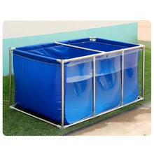 Aquarium Pool Pond with Transparent Clear Viewing Panel and Drain Valve, PVC Canvas Fish Pond with Steel Frame, Large Collapsible Outdoors Tarpaulin, for Fish and Shrimp Breeding(Blue,1x1x0.7m)