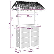 ZQQLVOO Outdoor Bar Table Natural 45.28 x 37.40 x 84.65 in Bamboo