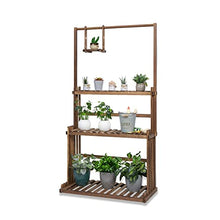 MIIKHI Plant Stand 3-Tier Hanging Wood Plant Stand Planter Shelves Flower Pot Organizer Rack Multiple Display Holder Shelf Indoor Outdoor Flower Stand