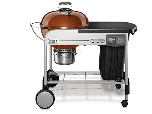 Weber Performer Deluxe Charcoal Grill 22-Inch Touch-N-Go Gas Ignition System Copper