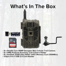 Stealth Cam 40MP Deceptor Max Cellular Trail Camera Bundle with Holders, Card Reader, and Memory Cards
