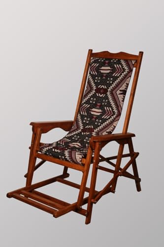 SODEF Adjustable Reclining Lounge Chair Beech Wood Outdoor Garden Patio Beach Poolside - Walnut