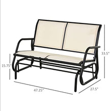 HIHELO Outdoor Rocker Garden Bench Loveseat Sofa Bench Perfect for Garden Patio Front Porch Back Yard - Dark Grey/Beige (Color : 1)