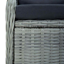 LASWWQMRF Reclining Patio Chair with Cushions Light Gray PE Rattan