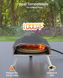 RIEDHOFF 16"Gas Outdoor Pizza Oven, Automatic Rotating Portable Pizza Maker, [1000°F] [8000W] Quickly Bake Stainless Steel Rotatable Pizza Grill with Foldable Legs for Outdoor Cooking Camping