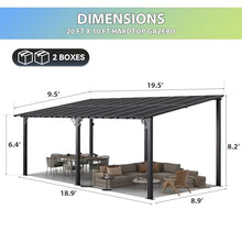 Aoxun Gazebo with Aluminum Frame & Polycarbonate Panel 20’x10’ Black