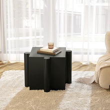 roomfitters 3-Piece Artistic Puzzle Table Set, Interlocking Modular MGO Side Tables (2 Convex & 1 Concave), Black