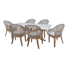 Outdoor 7 Piece Teak Patio Furniture Set with a Table and 6 Chairs