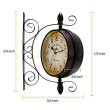 saditesdk Wall Clock, Wall Clock, Metal Frame & Waterproof Cover, Double-Sided Vintage Retro Hanging Bracket Clock for Indoor Outdoor，