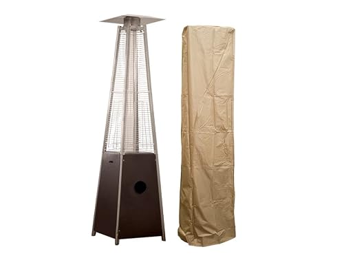 Hiland Glass Tube Patio Heater in Hammered Bronze with Tan Cover