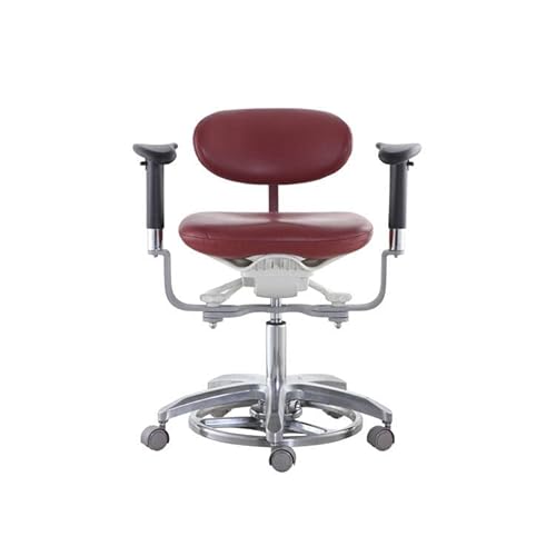 Super Dental Adjustable Microscope Saddle Stool with Pedal Base, Foot Controlled, PU Leather