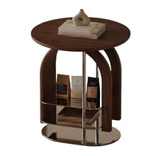 CHmrfvqtus Couch Side Table Apartment Wooden Sofa Side Table Stainless Steel Wood Living Room Home Small Coffee Round
