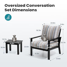 Pellebant 3-Piece Patio Conversation Set with Sunbrella Cushion Aluminum Bistro Set Milano Char