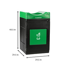 Avante™ Series Made in The USA, Black Compost Container, 30-Gallon Shallow, Green Compost Panel, Green Lid, Open Top, Liner Included