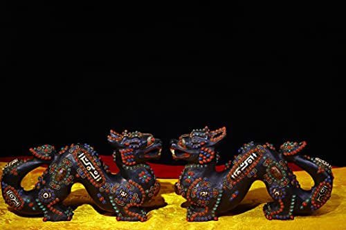 Generic Tibetan Temple Meteorite Dzi Beads Dragon Pair 10