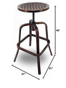 Modern Home Set of 4 Neptune Rotating Adjustable Height Cast Aluminum Outdoor Chair/Bar Stool Copper
