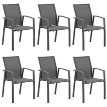 Wisteria Lane Aluminum Patio Chairs Set of 6 Dark Grey