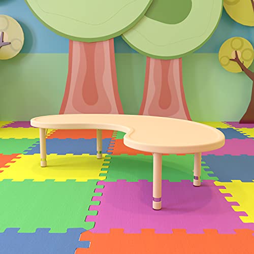 BizChair Half-Moon Adjustable Activity Table Natural