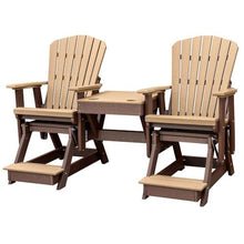 Outdoor Escape Brown Double Balcony Height Glider, 2-Seater with Center Table, All-Weather HDPE Outdoor Furniture