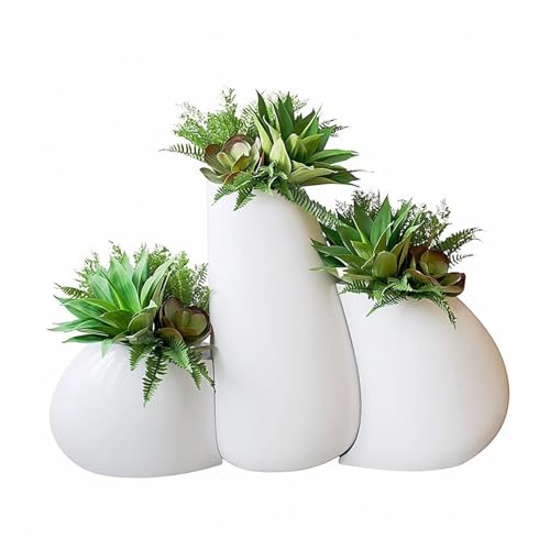 SUNESA Plants Flower Pots Combination Fiberglass Floor Standing Large Vase Hotel Decorations Flower Arrangement Flower Arrangements Gardening Pot (Color : A Set)
