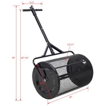 GRERON Compost Spreader, 36 Inch Heavy Duty Steel Mesh Lawn Spreader with Rolling Drum, Peat Moss Top Dressing Spreader for Compost Mulch Soil Manure Garden Lawn Care