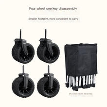 PUCNHZYNW Outdoor Folding Aluminum Alloy Beach Trolley Cart for Camping and Picnic Small Pull Car for Off Road Adventures Black Color