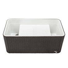 80QT Rolling Cooler with Shelf, Rattan Ice Chest on Wheels, Portable Party Bar Drink Cooler Cart with Bottle Opener, Large Cooler with Wheels for Outdoor BBQ, Picnic, Pool, Brown