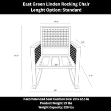 East Green Linden Teak and Aluminum Rocking Chair with Cushions - Modern Outdoor Rocker Made with Premium Weather-Resistant Materials