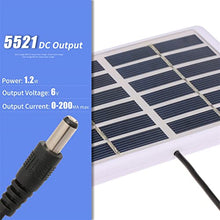 Solar Panel Kit,1.2W 6V with 5521 DC Output Cable Battery Charger for Pump Battery Cell Phone 84 * 130mm Portable Solar Panel Solar Char