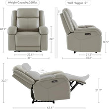 KTYUERGHK Power Lift Recliner Chair with Power Headrest, Wall Hugger Leather Electric Reclining Sofa for Living Room with USB Charging Ports, Grey Heavy Duty Recliner for Adults