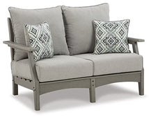 Signature Design by Ashley Outdoor Visola Patio Loveseat with Nuvella Throw Pillows Grey