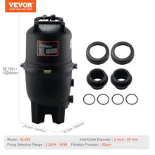 VEVOR 2026 Pro Cartridge Pool Filter Tank & Element for Above Ground & Inground Pools, Large 520-525Sq. Ft Cleaner System Compatible W/Pumps 1 to 3 HP| Up to 15311 GPH |for Pools Up to 122490 Gallons