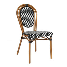 EMMA + OLIVER Colmar Indoor/Outdoor Bistro Set Black & White Rattan/Natural Frame